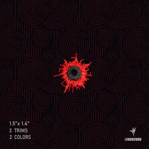 Realistic gunshot bullet hole embroidery design digital download — high-detail machine embroidery file for patches, hoodies, denim, tactical gear, cosplay, and streetwear. Includes multiple embroidery formats (DST, PES, EXP). Perfect for creating lifelike stitched impact effects.